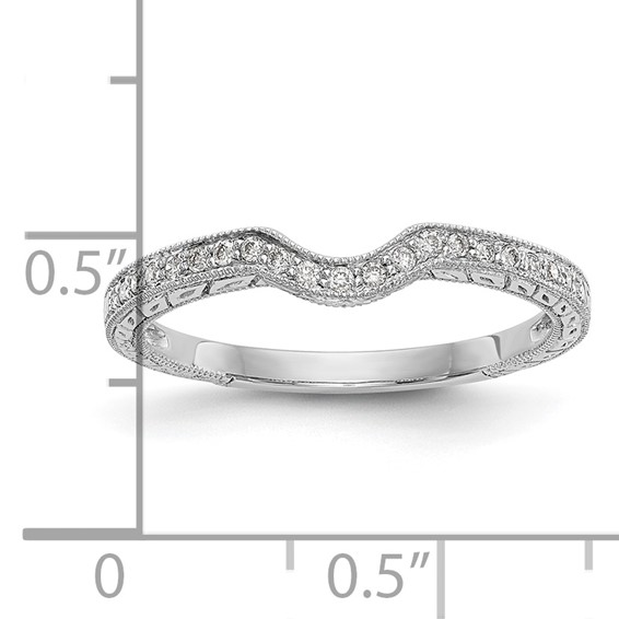 14k White Gold 1/8 carat Diamond Contoured Complete Wedding Band