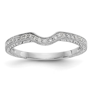 14k White Gold 1/8 carat Diamond Contoured Complete Wedding Band