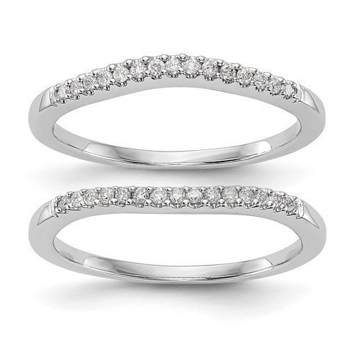 True Origin 14K White Gold 0.20 Carat Lab Grown Diamond VS+ F+ Set of Two Complete Wedding Bands