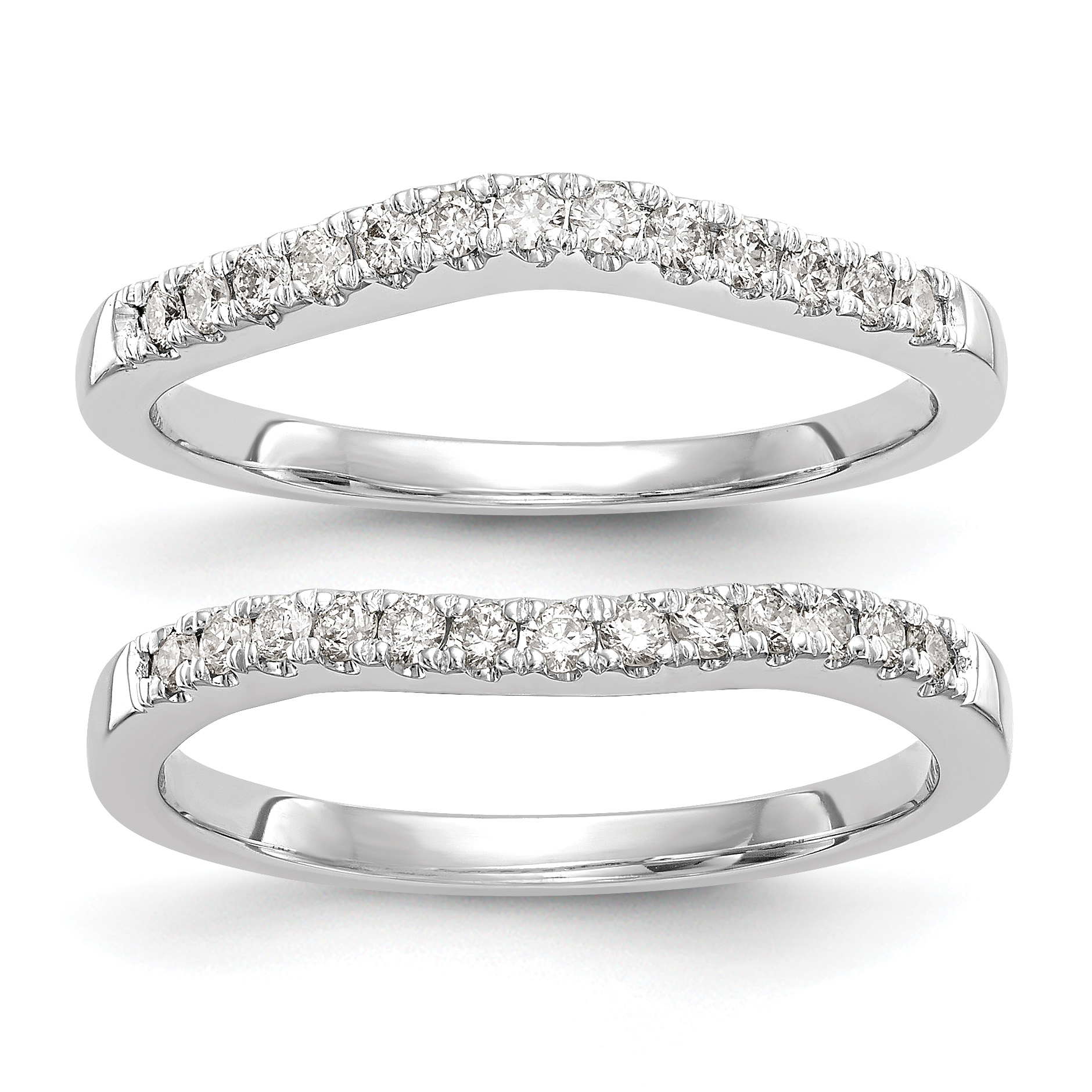 14k White Gold 1/3 carat Lab Grown Diamond VS/SI+ G+ Complete Set of Two Curved Wedding Bands (RM3271B-036-7WLG)