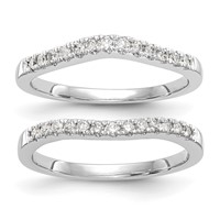 True Origin 14K White Gold 0.38 Carat Lab Grown Diamond VS+ F+ Set of Two Complete Wedding Bands view 1