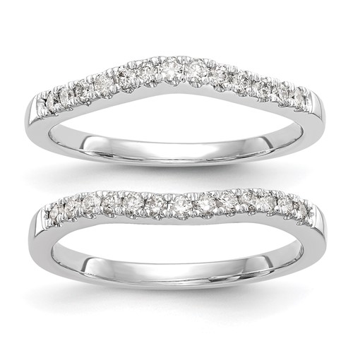 True Origin 14K White Gold 0.38 Carat Lab Grown Diamond VS+ F+ Set of Two Complete Wedding Bands
