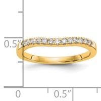 14K Yellow Gold 0.33 Carat Lab Grown Diamond VS SI+ G+ Complete Set of Two Curved Wedding Bands view 4