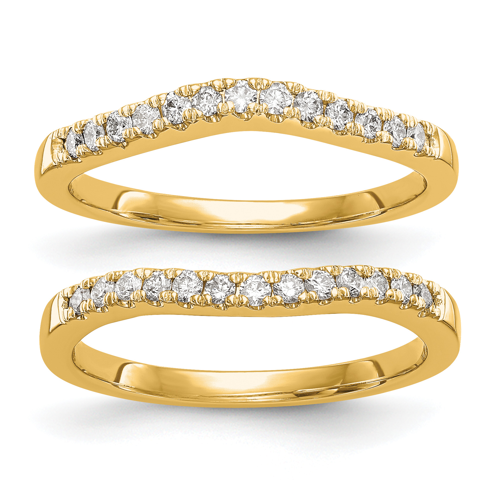14k 1/3 carat Lab Grown Diamond VS/SI+ G+ Complete Set of Two Curved Wedding Bands (RM3271B-036-7YLG)