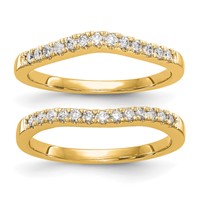 14K Yellow Gold 0.33 Carat Lab Grown Diamond VS SI+ G+ Complete Set of Two Curved Wedding Bands view 1