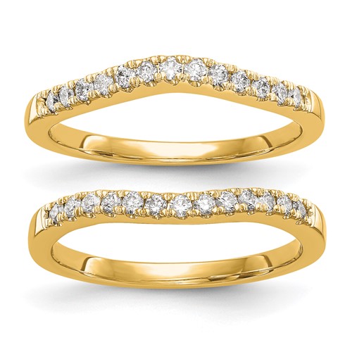 14K Yellow Gold 0.33 Carat Lab Grown Diamond VS SI+ G+ Complete Set of Two Curved Wedding Bands