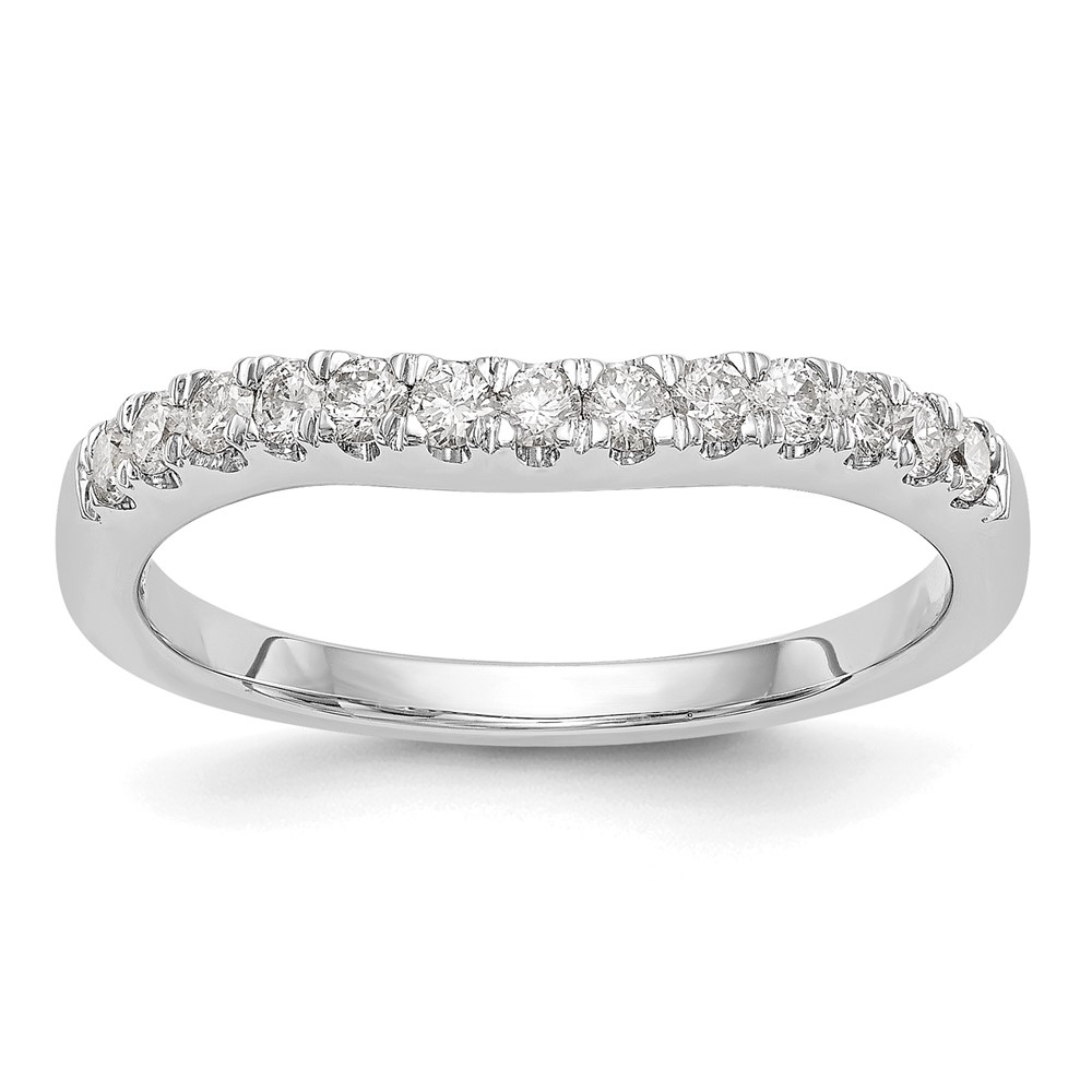 14k White Gold 5/8 carat Lab Grown Diamond VS/SI+ G+ Complete Set of Two Curved Wedding Bands (RM3271B-063-7WLG)