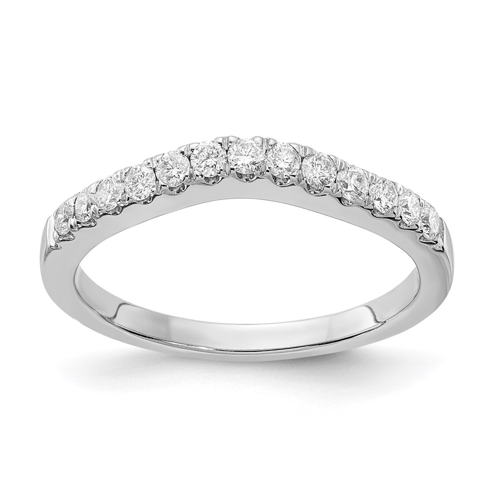 14k White Gold 5/8 carat Lab Grown Diamond VS/SI+ G+ Complete Set of Two Curved Wedding Bands (RM3271B-063-7WLG)