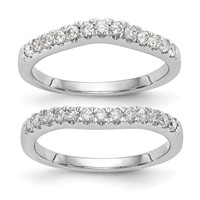 True Origin 14K White Gold 0.62 Carat Lab Grown Diamond VS+ F+ Set of Two Complete Wedding Bands view 1