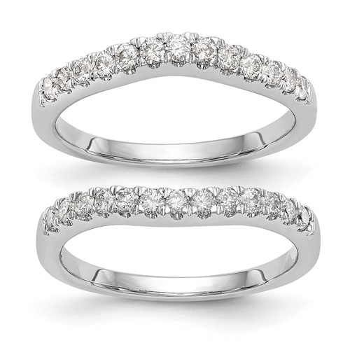 True Origin 14K White Gold 0.62 Carat Lab Grown Diamond VS+ F+ Set of Two Complete Wedding Bands
