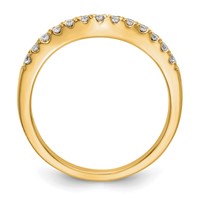 14K Yellow Gold 0.62 Carat Lab Grown Diamond VS SI+ G+ Complete Set of Two Curved Wedding Bands view 2
