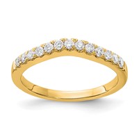 14K Yellow Gold 0.62 Carat Lab Grown Diamond VS SI+ G+ Complete Set of Two Curved Wedding Bands view 3