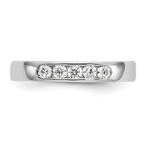 14k White Gold 5-Stone (Holds 5-2.4mm Round) Channel Band Mounting (Closed)