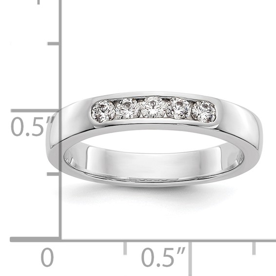 14k White Gold 5-Stone (Holds 5-2.4mm Round) Channel Band Mounting (Closed)