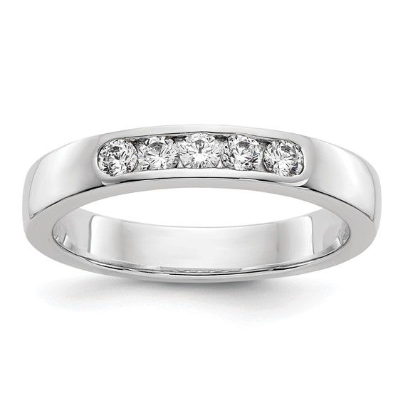 14k White Gold 5-Stone (Holds 5-2.4mm Round) Channel Band Mounting (Closed)