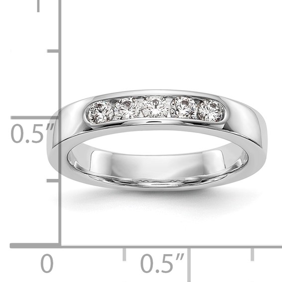 14k White Gold 5-Stone (Holds 5-2.6mm Round) Channel Band Mounting (Closed)