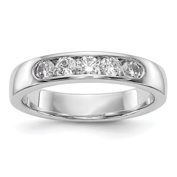14k White Gold 5-Stone (Holds 5-2.9mm Round) Channel Band Mounting (Closed)