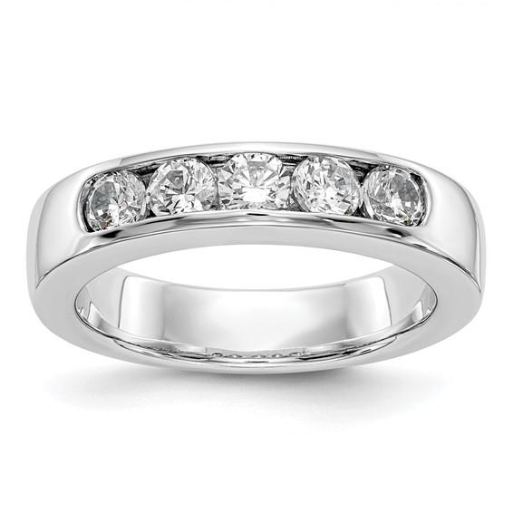 14k White Gold 5-Stone (Holds 5-3.4mm Round) Channel Band Mounting (Closed)