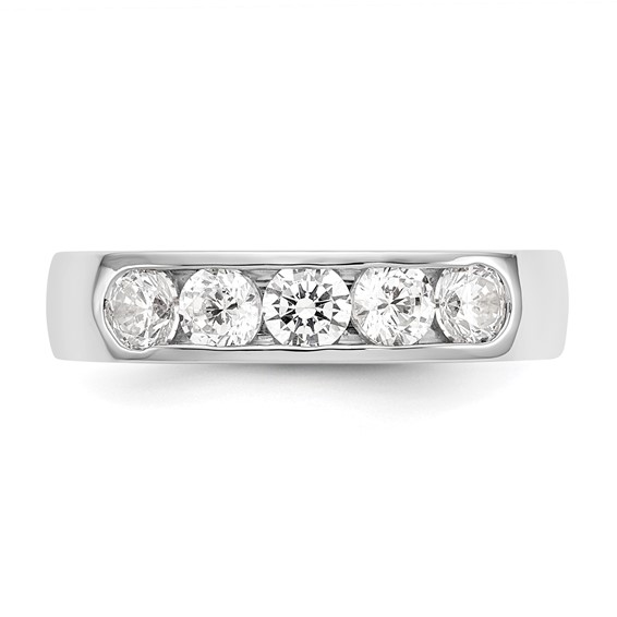 14k White Gold 5-Stone (Holds 5-3.7mm Round) Channel Band Mounting (Closed)