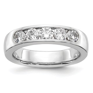 14k White Gold 5-Stone (Holds 5-3.7mm Round) Channel Band Mounting (Closed)