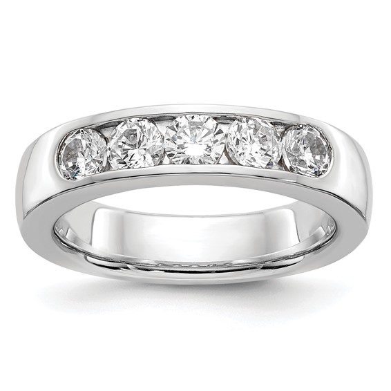 14k White Gold 5-Stone (Holds 5-3.7mm Round) Channel Band Mounting (Closed)