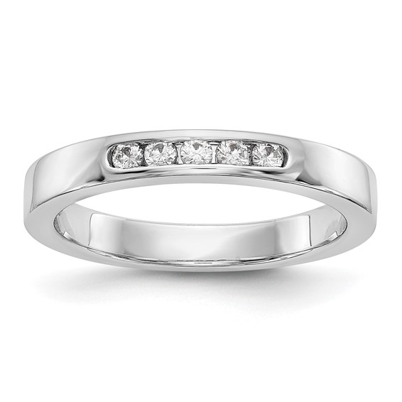 14k White Gold 5-Stone (Holds 5-1.9mm Round) Channel Band Mounting (Closed)