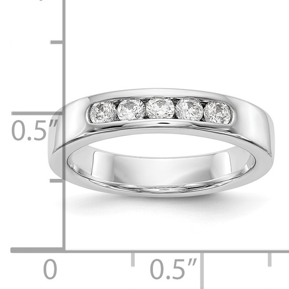 14k White Gold 5-Stone (Holds 5-2.6mm Round) Channel Band Mounting (Closed)