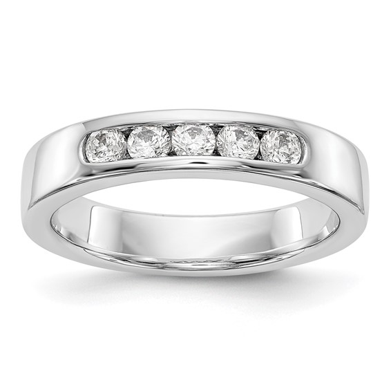 14k White Gold 5-Stone (Holds 5-2.6mm Round) Channel Band Mounting (Closed)