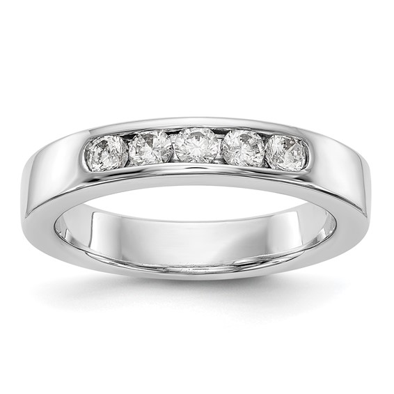 14k White Gold 5-Stone (Holds 5-2.7mm Round) Channel Band Mounting (Closed)