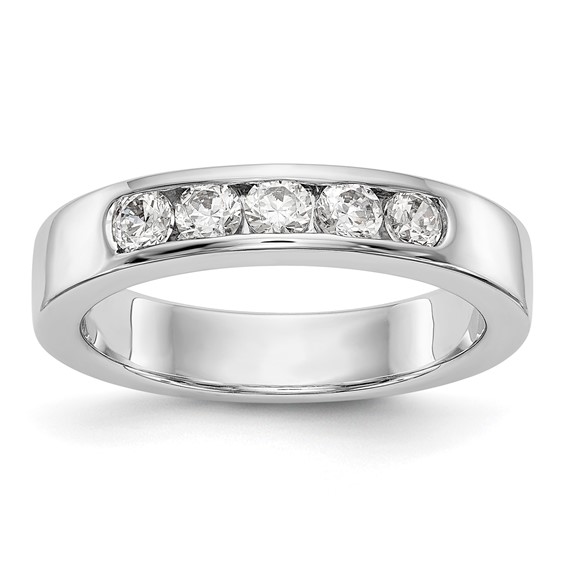 14k White Gold 5-Stone (Holds 5-2.9mm Round) Channel Band Mounting (Closed)