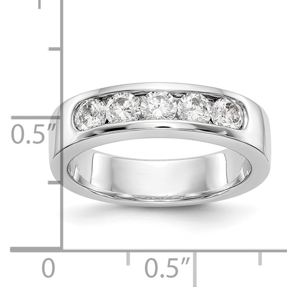 14k White Gold 5-Stone (Holds 5-3.4mm Round) Channel Band Mounting (Closed)