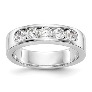 14k White Gold 5-Stone (Holds 5-3.4mm Round) Channel Band Mounting (Closed)