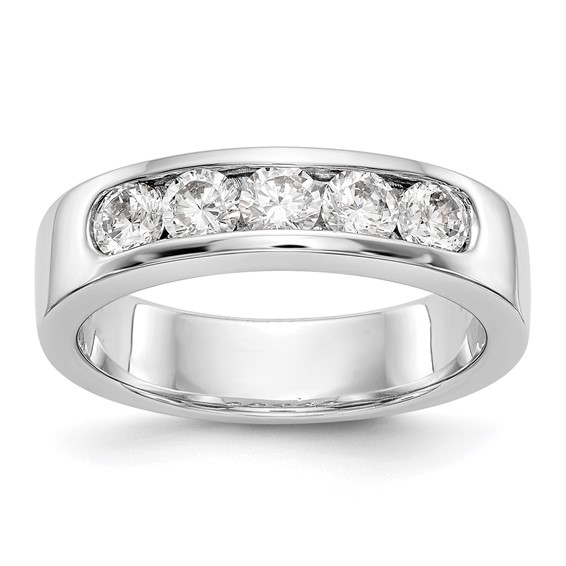 14k White Gold 5-Stone (Holds 5-3.4mm Round) Channel Band Mounting (Closed)