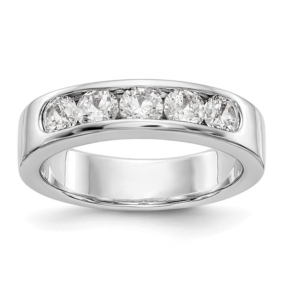 14k White Gold 5-Stone (Holds 5-3.8mm Round) Channel Band Mounting (Closed)