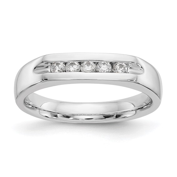 14K White Gold 5-Stone (Holds 5-2.1mm Round) Open Channel Band Mounting