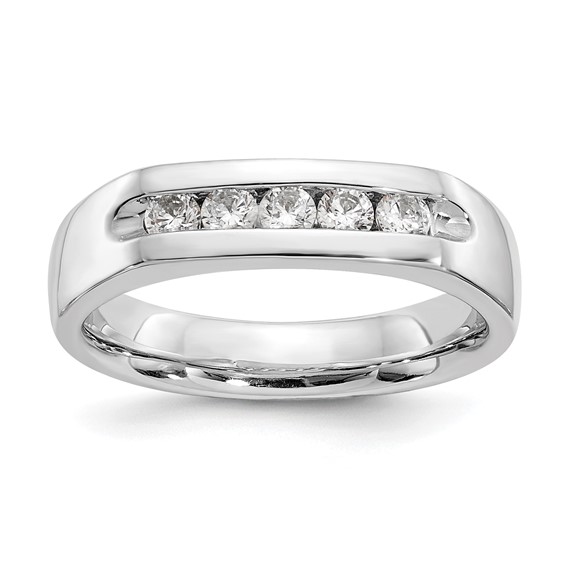 14K White Gold 5-Stone (Holds 5-2.5mm Round) Open Channel Band Mounting