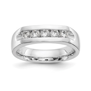 14K White Gold 5-Stone (Holds 5-2.9mm Round) Open Channel Band Mounting
