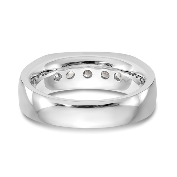 14K White Gold 5-Stone (Holds 5-3.1mm Round) Open Channel Band Mounting