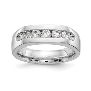 14K White Gold 5-Stone (Holds 5-3.1mm Round) Open Channel Band Mounting