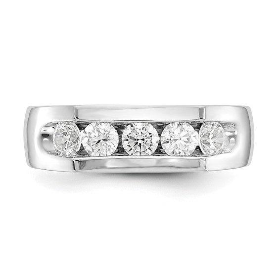 14K White Gold 5-Stone (Holds 5-3.4mm Round) Open Channel Band Mounting