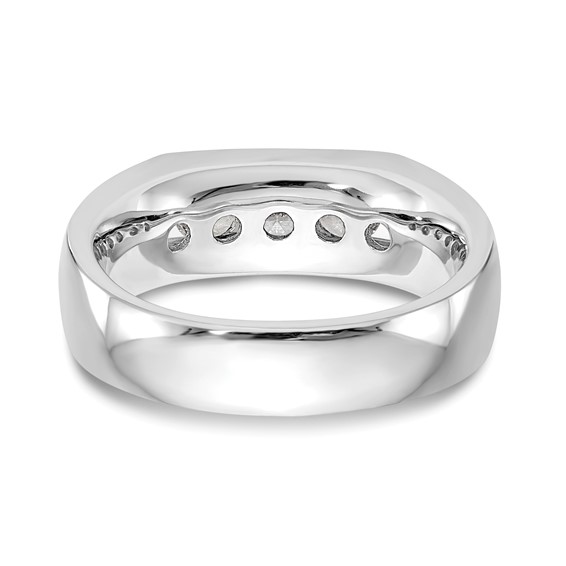 14K White Gold 5-Stone (Holds 5-3.4mm Round) Open Channel Band Mounting