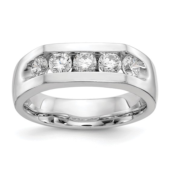 14K White Gold 5-Stone (Holds 5-3.4mm Round) Open Channel Band Mounting