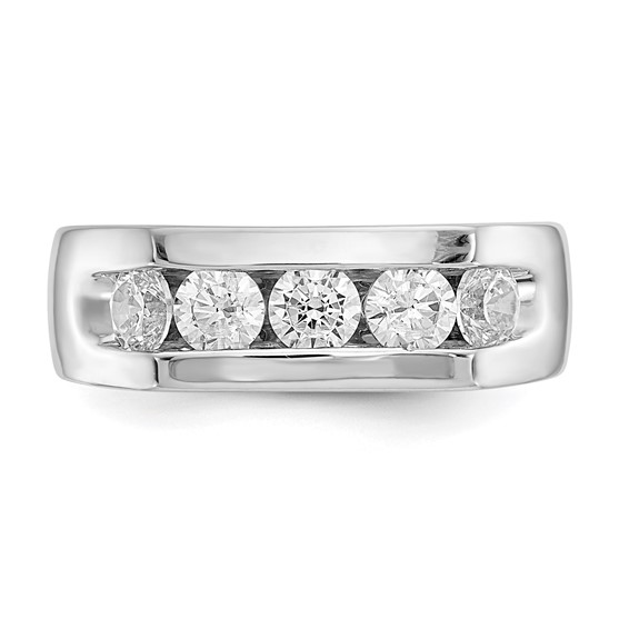14K White Gold 5-Stone (Holds 5-3.7mm Round) Open Channel Band Mounting