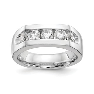 14K White Gold 5-Stone (Holds 5-3.7mm Round) Open Channel Band Mounting