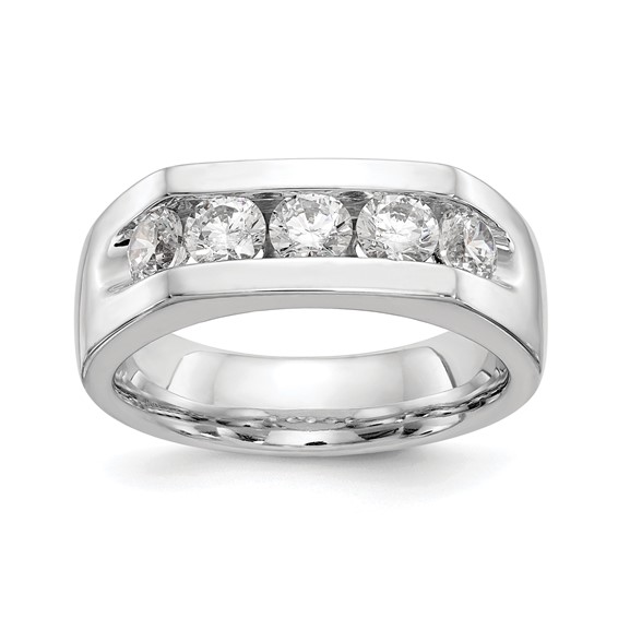14K White Gold 5-Stone (Holds 5-3.7mm Round) Open Channel Band Mounting