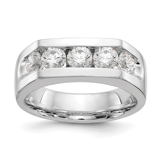 14K White Gold 5-Stone (Holds 5-4.00mm Round) Open Channel Band Mounting