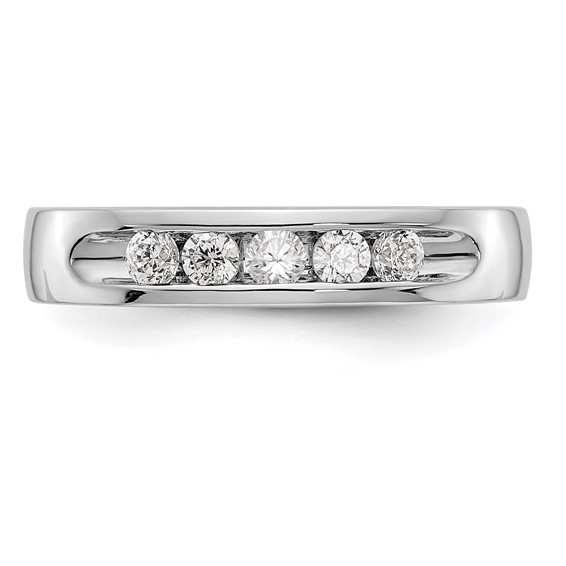 14k White Gold 5-Stone (Holds 5-2.4mm Round) Open Channel Band Mounting