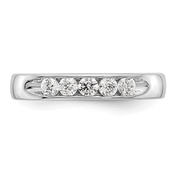 14k White Gold 5-Stone (Holds 5-2.6mm Round) Open Channel Band Mounting
