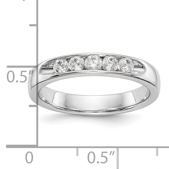 14k White Gold 5-Stone (Holds 5-2.6mm Round) Open Channel Band Mounting