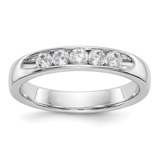 14k White Gold 5-Stone (Holds 5-2.6mm Round) Open Channel Band Mounting